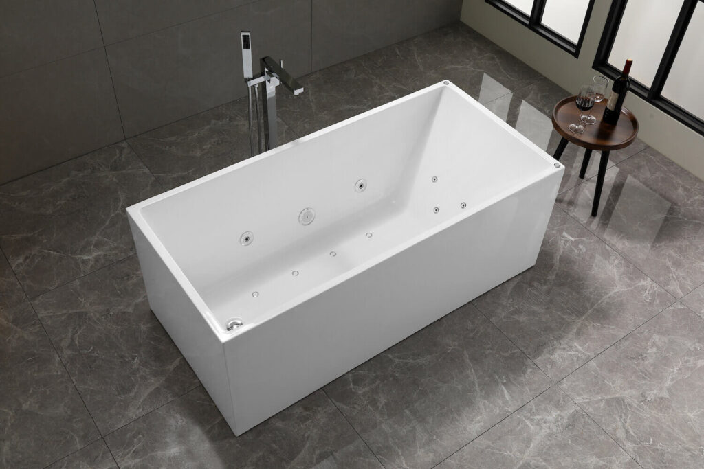 Acrylic freestanding whirlpool hydromassage bathtub conric